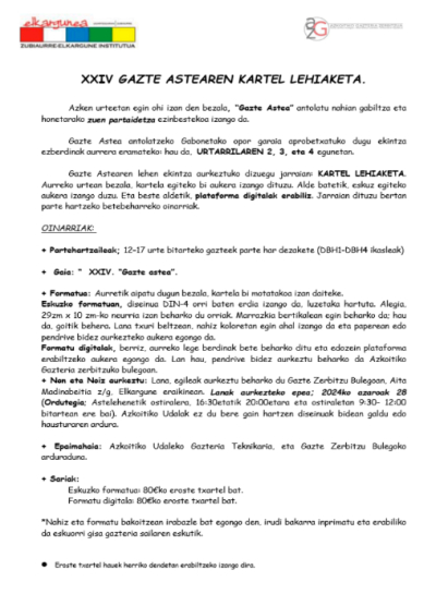 GAZTE ASTEKO KARTEL LEHIAKETA 2024
